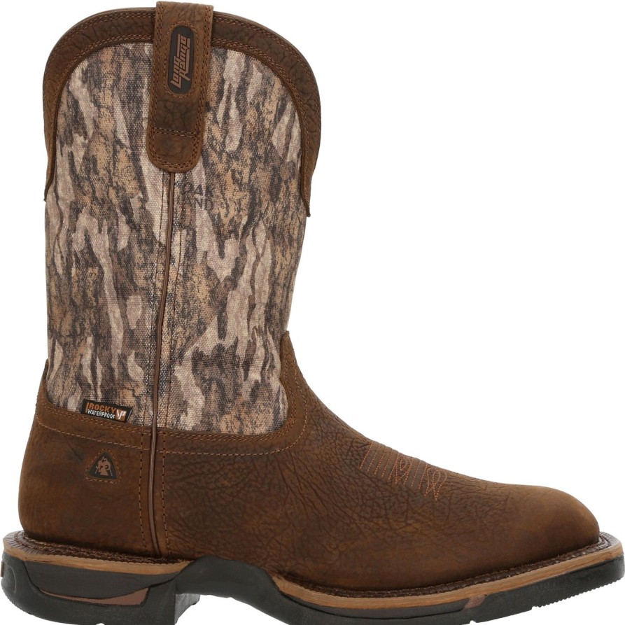 Men'S Rocky | Rocky Men'S Long Range 11" Square Toe Wp Western Work Boot - Rkw0358 Mossy Oak Bottomland