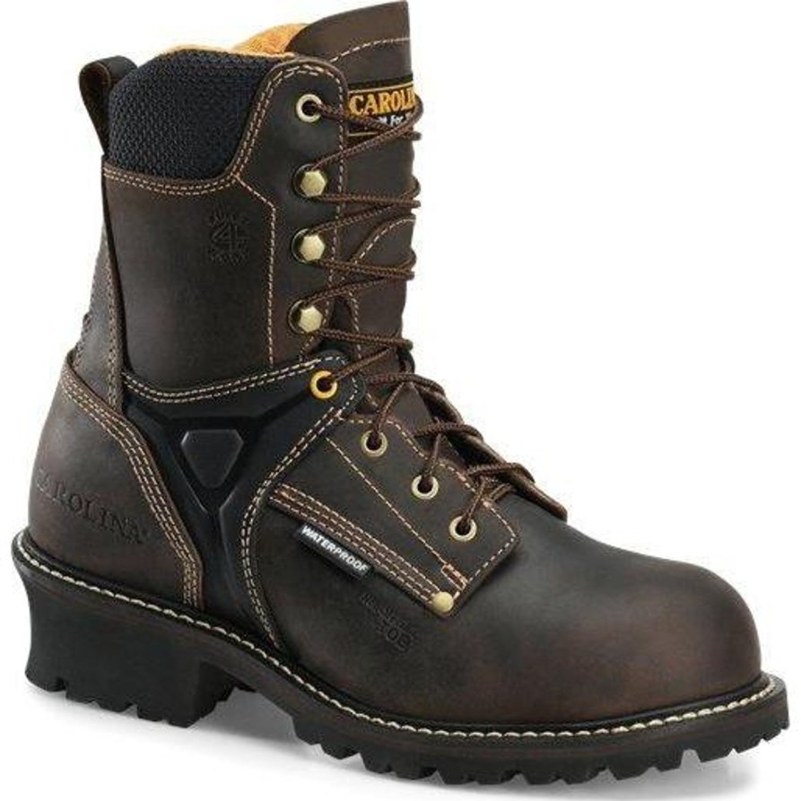 Men'S Carolina | Carolina Men'S Timber 8" Comp Toe Wp Logger Work Boot Ca6921 Brown