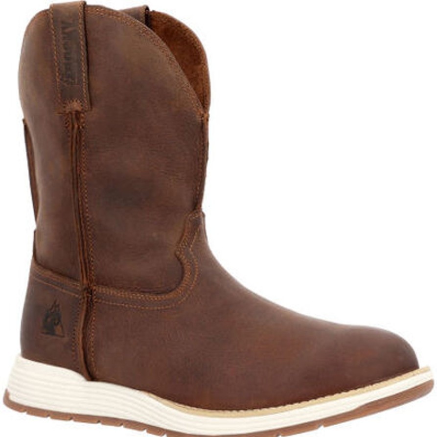 Men'S Rocky | Rocky Men'S Farmstead 10" Round Toe Western Work Boot Rkw0399 Brown