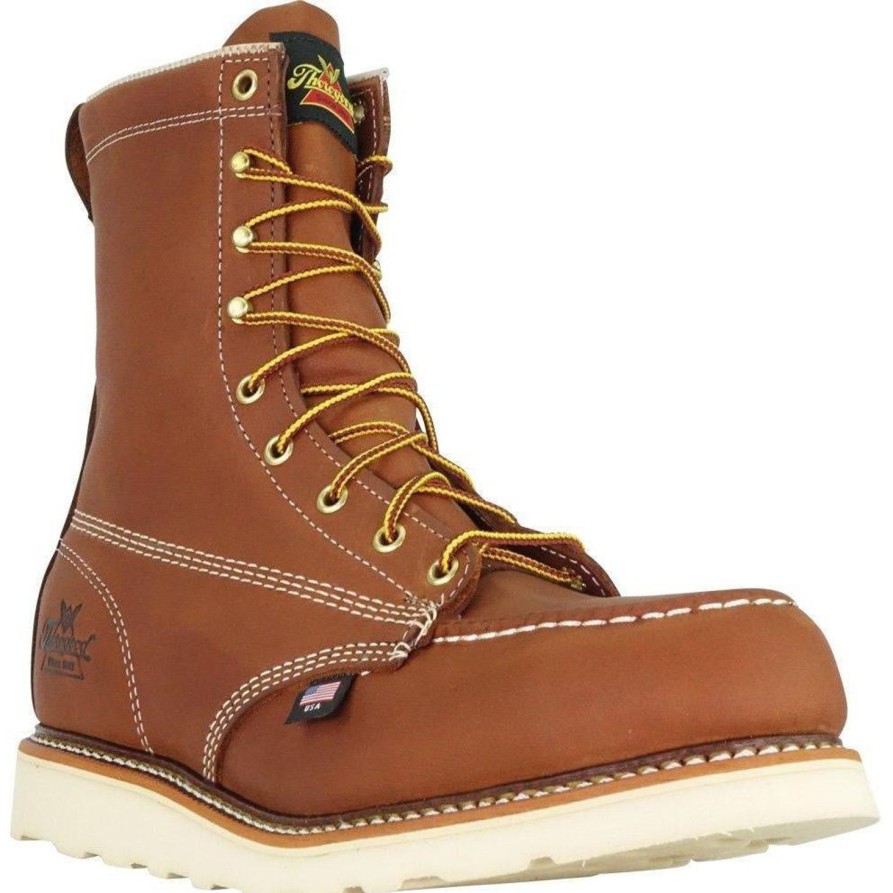 Men'S Thorogood | Thorogood Men'S Usa Made Amer. Heritage 8" Stl Toe Wedge Work Boot 804-4208 Tobacco