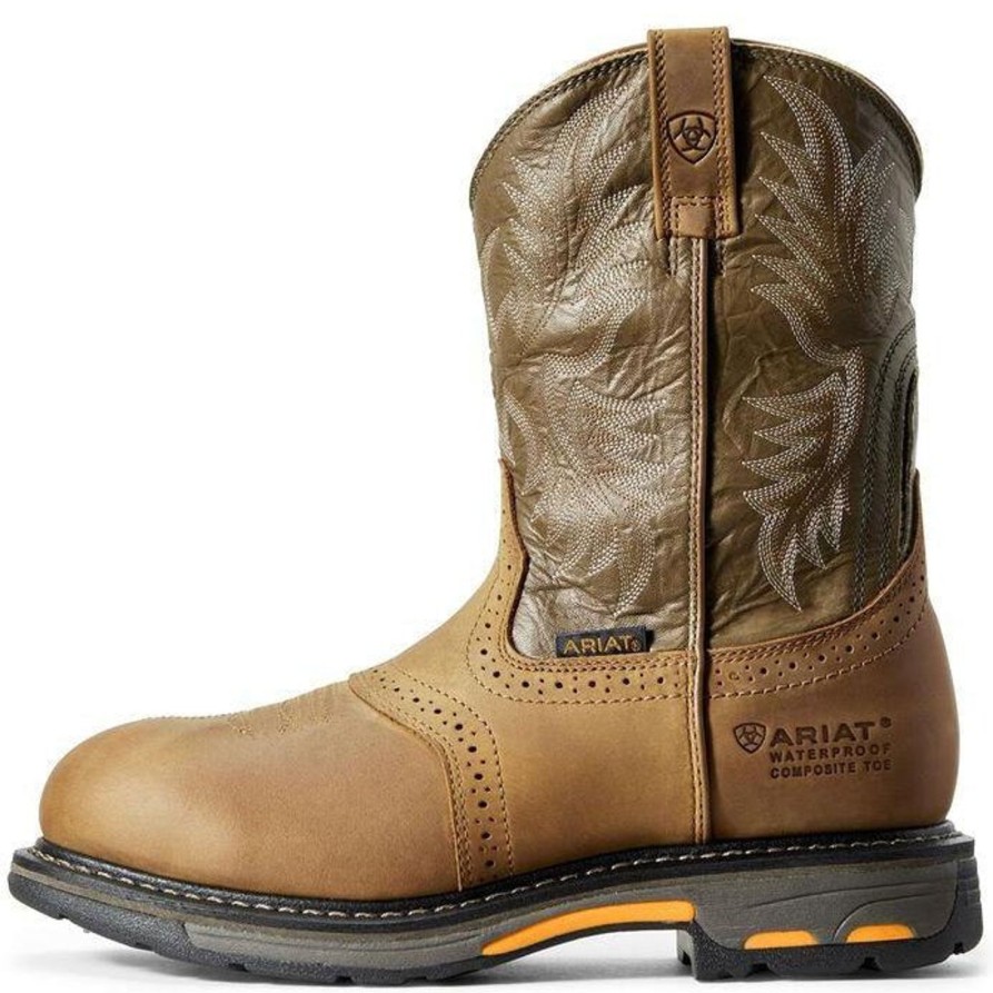 Men'S Ariat | Ariat Men'S Workhog 10" Comp Toe Wp Western Work Boot - Aged Bark - 10008635 Brown