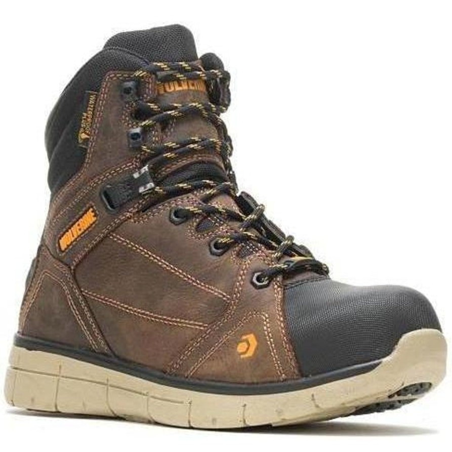 Men'S Wolverine | Wolverine Men'S Rigger Epx6" Safety Toe Wp Wedge Work Boot W10797 Brown