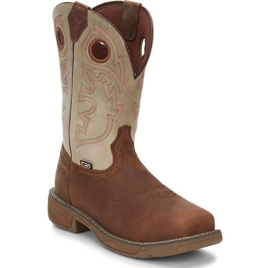 Men'S Justin | Justin Men'S Rush 11" Comp Toe Western Work Boot Wk4338 Tan