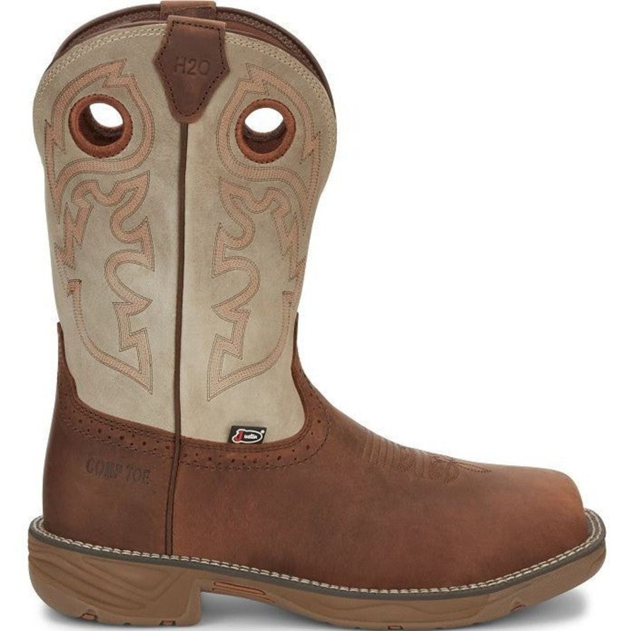 Men'S Justin | Justin Men'S Rush 11" Comp Toe Western Work Boot Wk4338 Tan