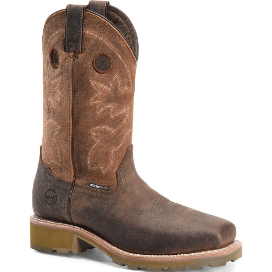 Men'S Double H | Double H Men'S Abner 12" Sqr Toe Wp Western Work Boot Dh4353 Brown