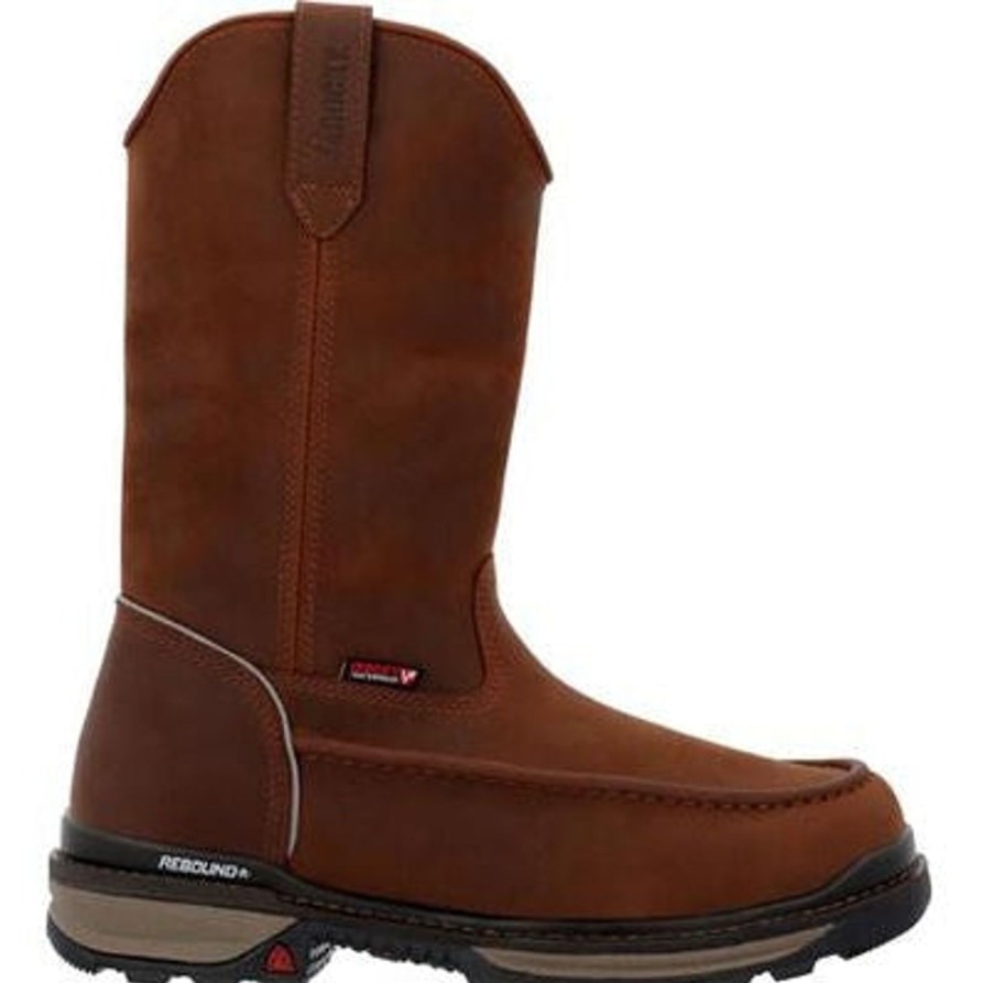 Men'S Rocky | Rocky Men'S Rams Horn 11" Soft Toe Wp Work Boot -Crazy Horse- Rkk0441 Brown