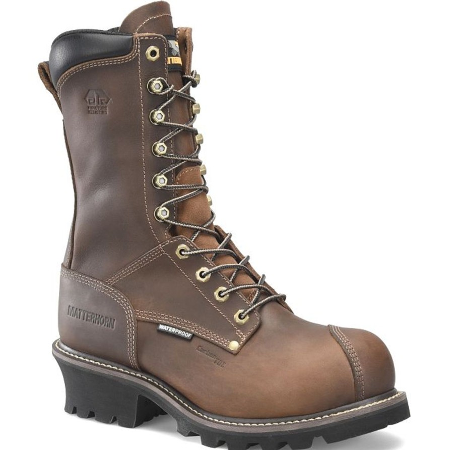 Men'S Matterhorn | Matterhorn Men'S Arc 10" Wp Comp Toe Logger Work Boot Mt2510 Brown