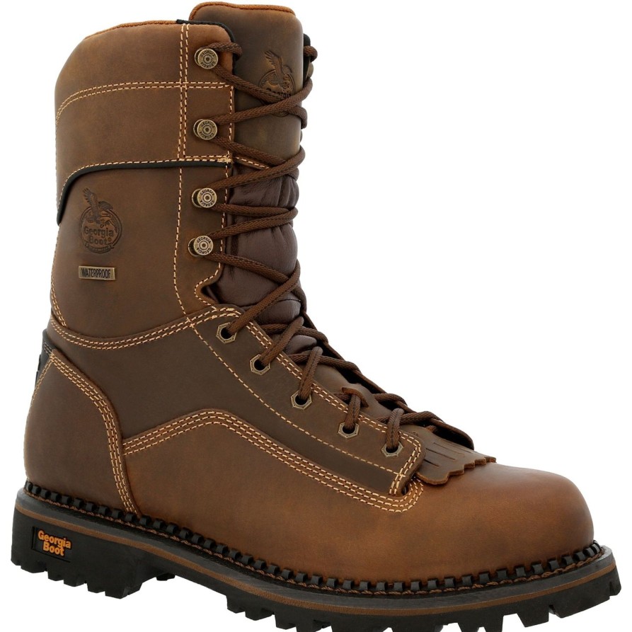 Men'S Georgia | Georgia Men'S Amp Lt Low Heel Logger 9" Comp Toe Wp Work Boot- Gb00473 Brown