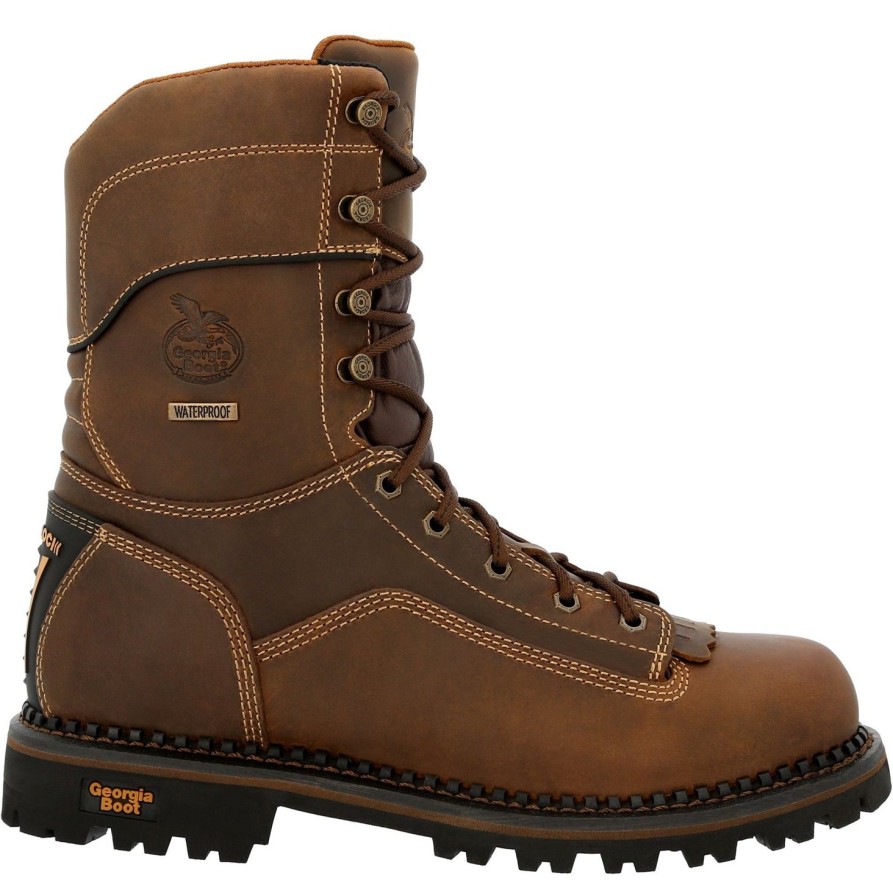 Men'S Georgia | Georgia Men'S Amp Lt Low Heel Logger 9" Comp Toe Wp Work Boot- Gb00473 Brown