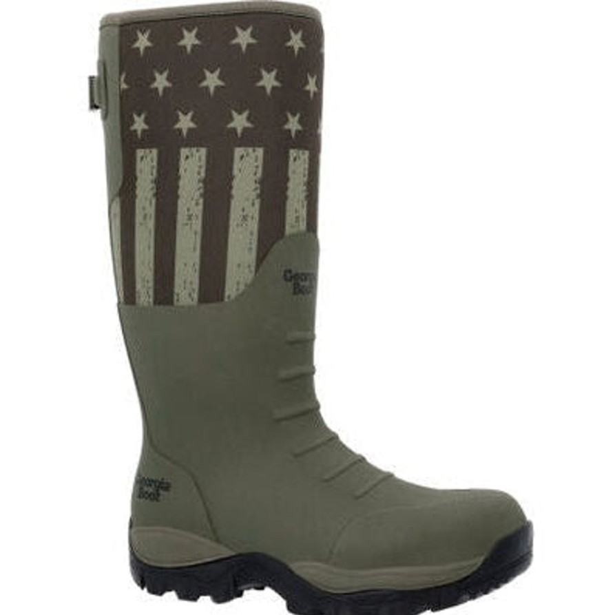 Men'S Georgia | Georgia Men'S Gbr Rubber 16" Wp Pull On Work Boot Gb00559 Dark Green