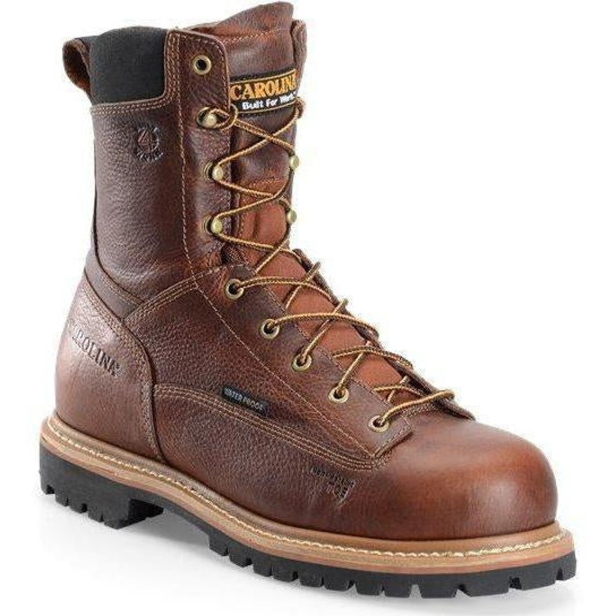 Men'S Carolina | Carolina Men'S Grind 8" Wp Comp Toe Work Boot Ca5529 Brown