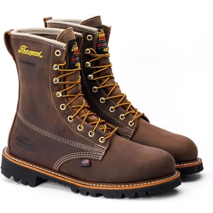 Men'S Thorogood | Thorogood Men'S American Heritage 8" Wp Work Boot -Crazyhorse- 814-4520 Brown