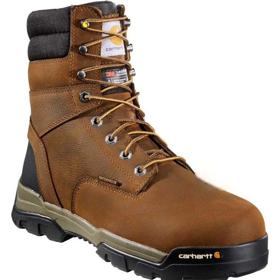 Men'S Carhartt | Carhartt Men'S Ground Force 8" Soft Toe Wp 600G Ins Work Boot- Cme8047 Brown