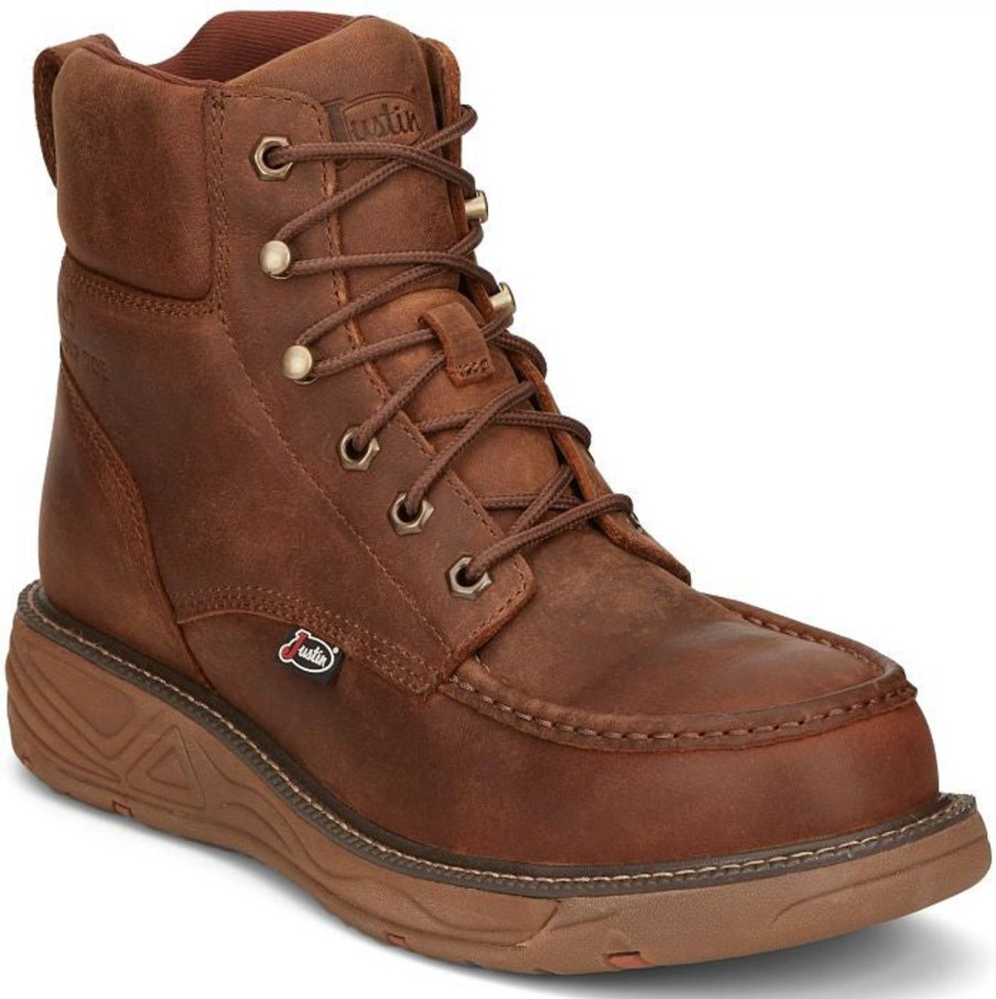 Men'S Justin | Justin Men'S Rush 6" Nano Ct Western Work Boot Se471 Brown