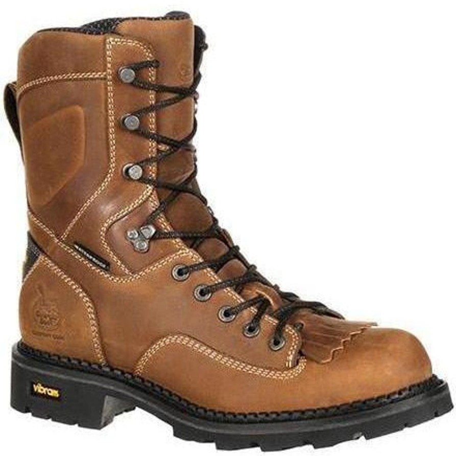 Men'S Georgia | Georgia Men'S Comfort Core 8" Low Heel Logger Work Boot Gb00122 Brown