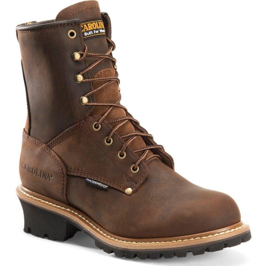 Men'S Carolina | Carolina Men'S Elm 8" Steel Toe Wp Logger Work Boot Ca9821 Brown