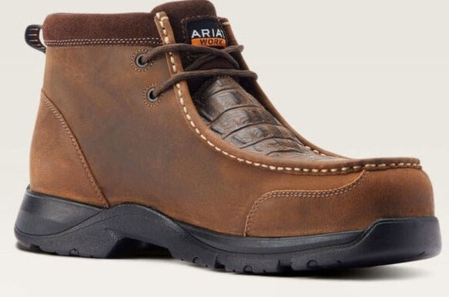 Men'S Ariat | Ariat Men'S Edge Lte Moc Ct Slip Resistant Work Boot 10044578 Brown