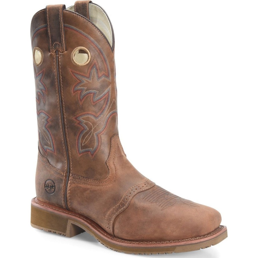 Men'S Double H | Double H Men'S Antonio 13" Square Toe Western Work Boot- Brown- Dh5134 Light Brown