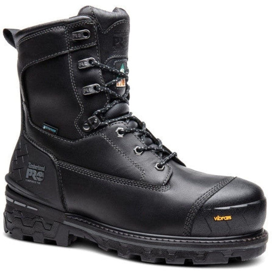 Men'S Timberland Pro | Timberland Pro Men'S Boondock 8" Comp Toe Wp Work Boot Tb0A29S7001 Black