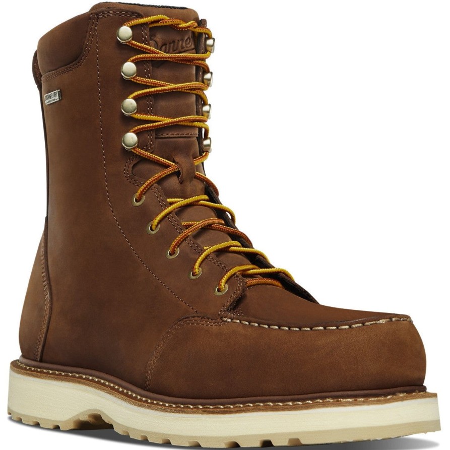 Men'S Danner | Danner Men'S Cedar River 8" Wp Plain Moc Toe Work Boot 14302 Brown