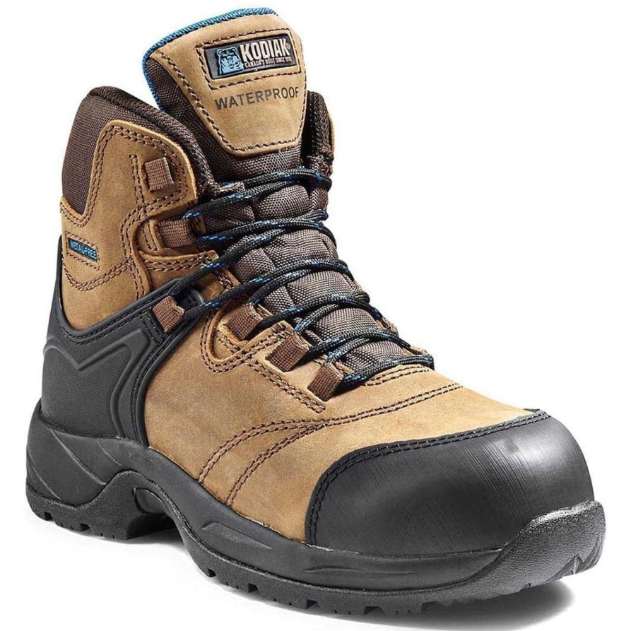 Men'S Kodiak | Kodiak Men'S Journey 6" Comp Toe Wp Hiker Safety Work Boot K4Nkfd Brown