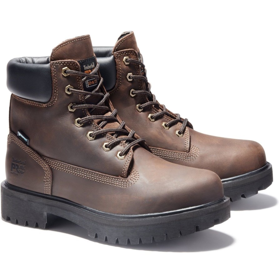 Men'S Timberland Pro | Timberland Pro Men'S Direct Attach 6" Wp Ins Work Boot Tb038020242 Brown Oiled Full Grain