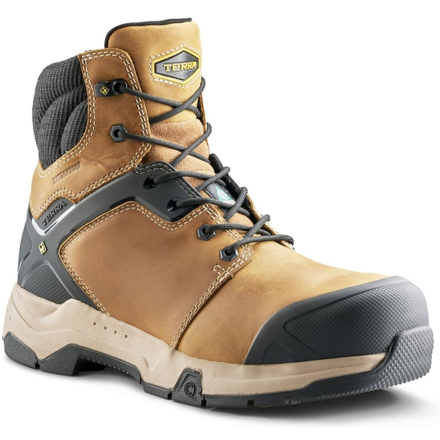 Men'S Terra | Terra Men'S Carbine 6" Comp Toe Wp Safetywork Boot 8395Wt Wheat