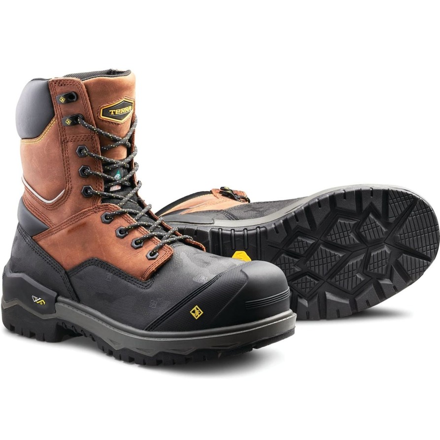 Men'S Terra | Terra Men'S Gantry 8" Comp Toe Wp Safety Work Boot 4Nrqbn Brown