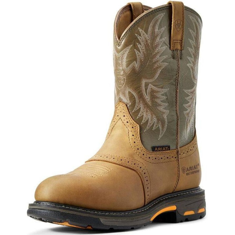 Men'S Ariat | Ariat Men'S Workhog 10" Soft Toe Wp Western Work Boot - Aged Bark - 10008633 Brown