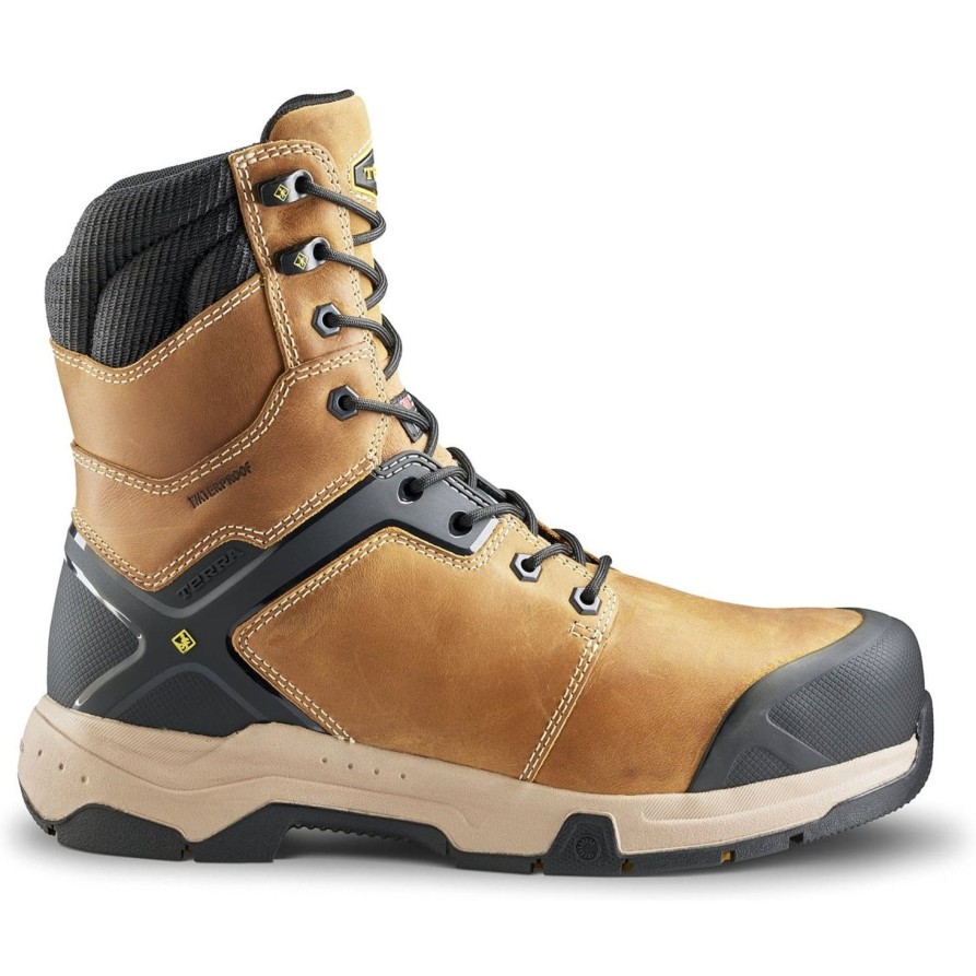 Men'S Terra | Terra Men'S Carbine 8" Comp Toe Wp Safetywork Boot 4Tcrwt Wheat