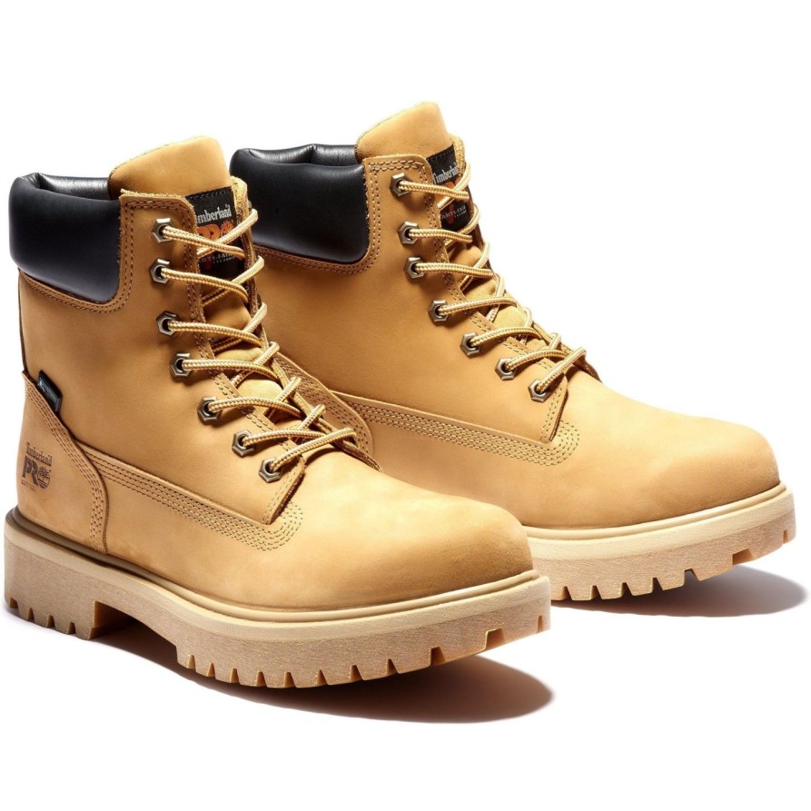 Men'S Timberland Pro | Timberland Pro Men'S Direct Attach 6" Wp Ins Work Boot Tb065030713 Wheat Nubuck