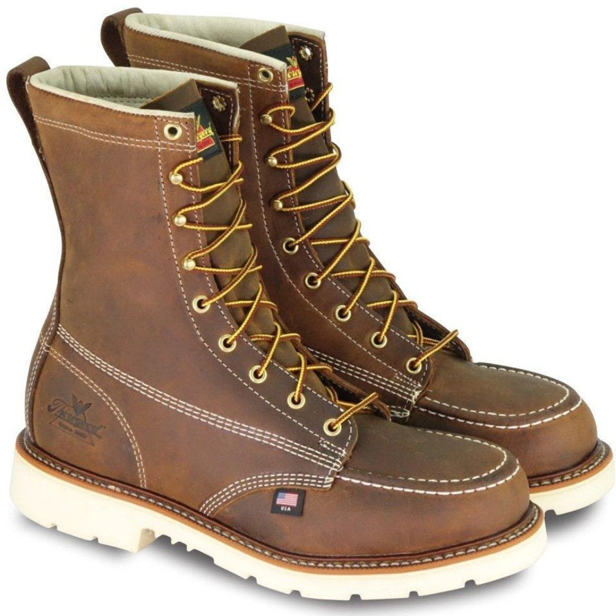 Men'S Thorogood | Thorogood Men'S Usa Made Amer. Heritage 8" Stl Toe Work Boot 804-4378 Brown