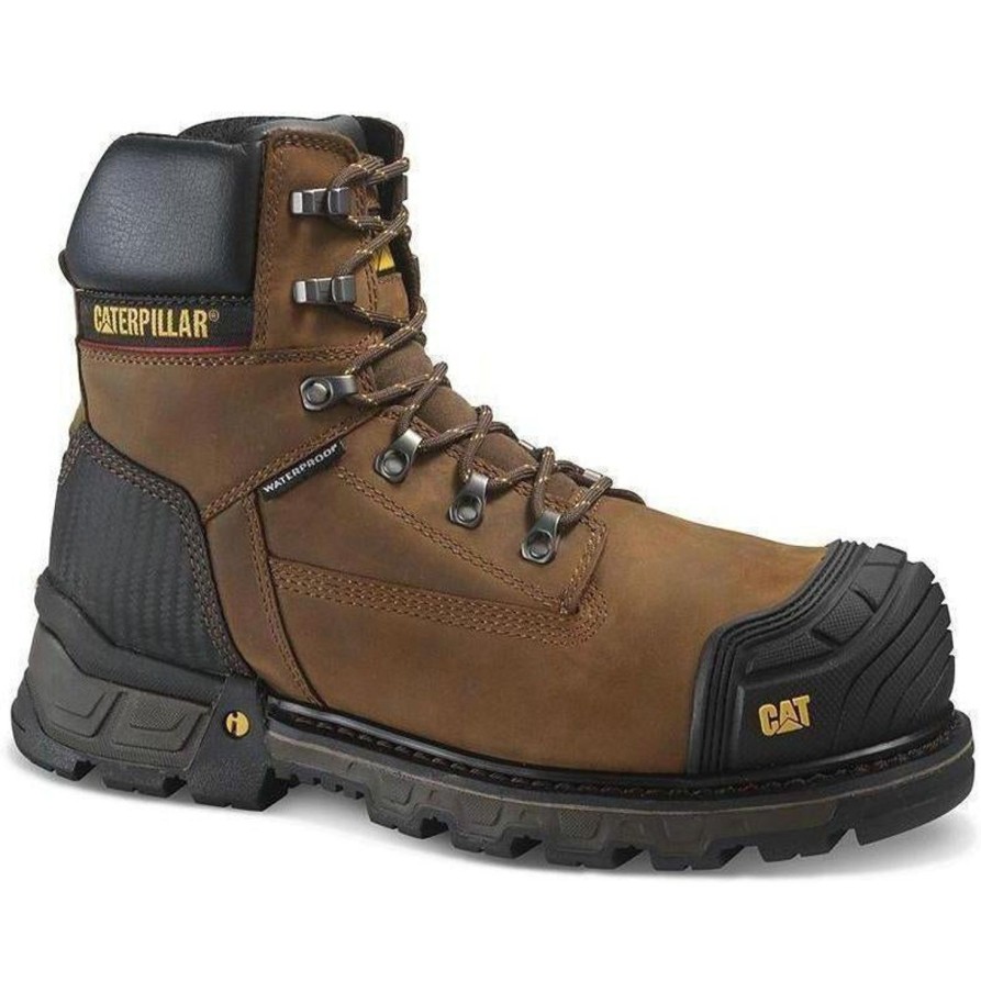 Men'S CAT | Cat Men'S Exavator 6" Xl Comp Toe Wp Work Boot P90991 Brown