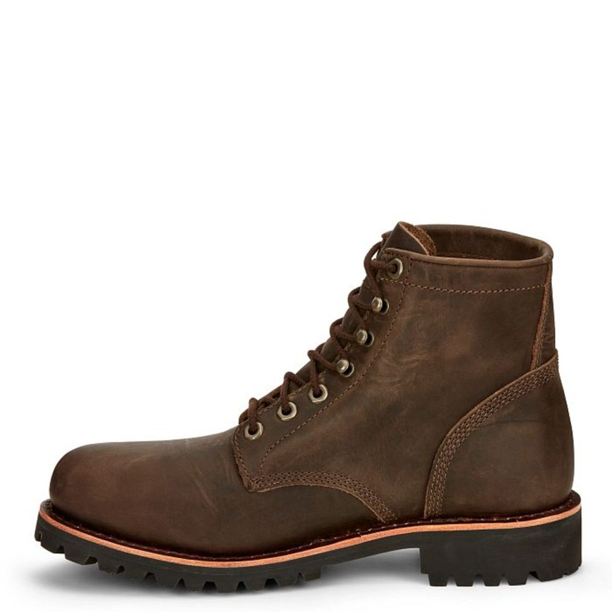 Men'S Chippewa | Chippewa Men'S Classic 2.0 6" Steel Toe Work Boot Nc2081 Brown