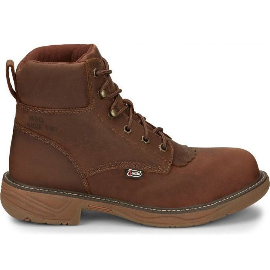 Men'S Justin | Justin Men'S Rush 6" Nano Ct Wp Western Work Boot Se466 Brown