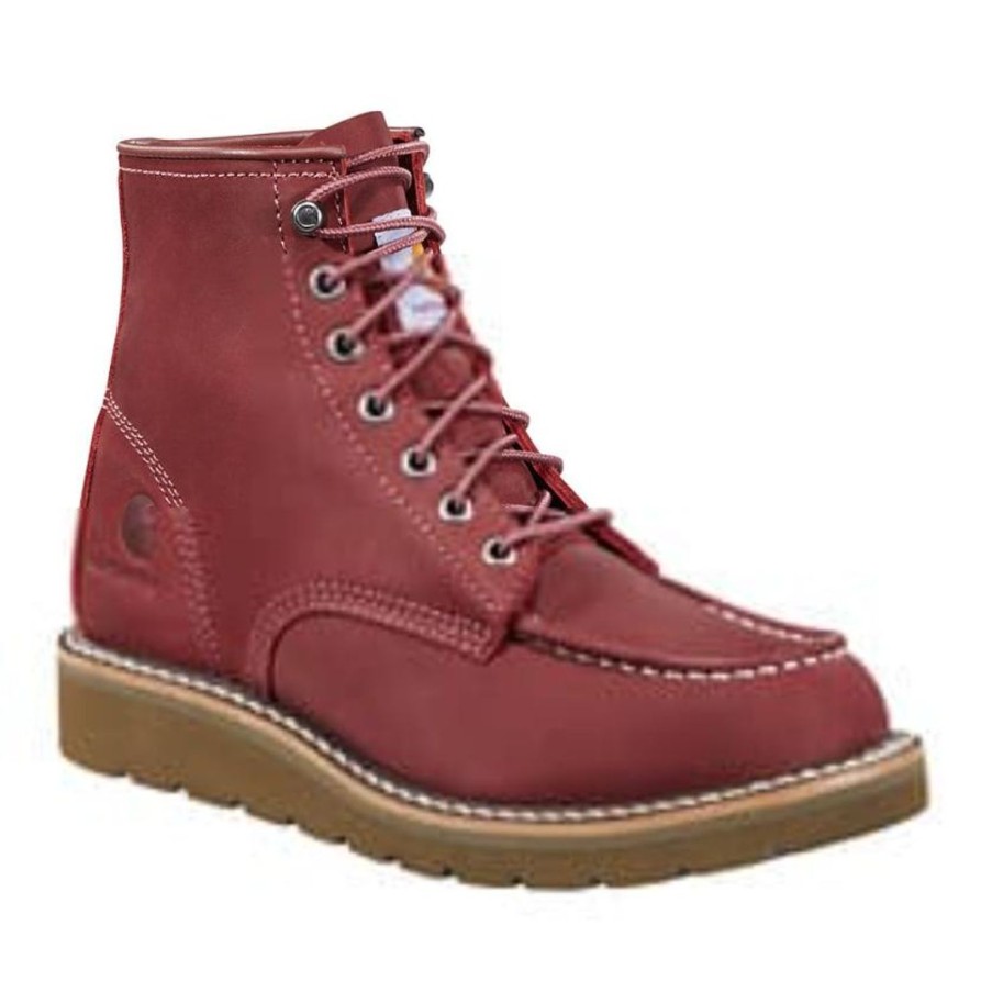 Women'S Carhartt | Carhartt Women'S Lightweight 6" Wedge Work Boot Fw6023-W Burgundy