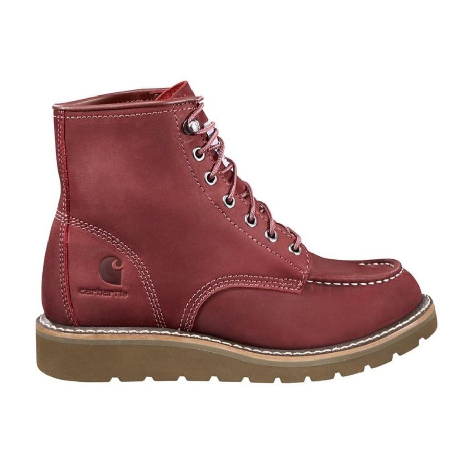 Women'S Carhartt | Carhartt Women'S Lightweight 6" Wedge Work Boot Fw6023-W Burgundy