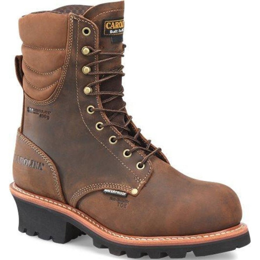 Men'S Carolina | Carolina Men'S Hemlock 9" Comp Toe Wp 400G Logger Work Boot - Ca9834 Brown