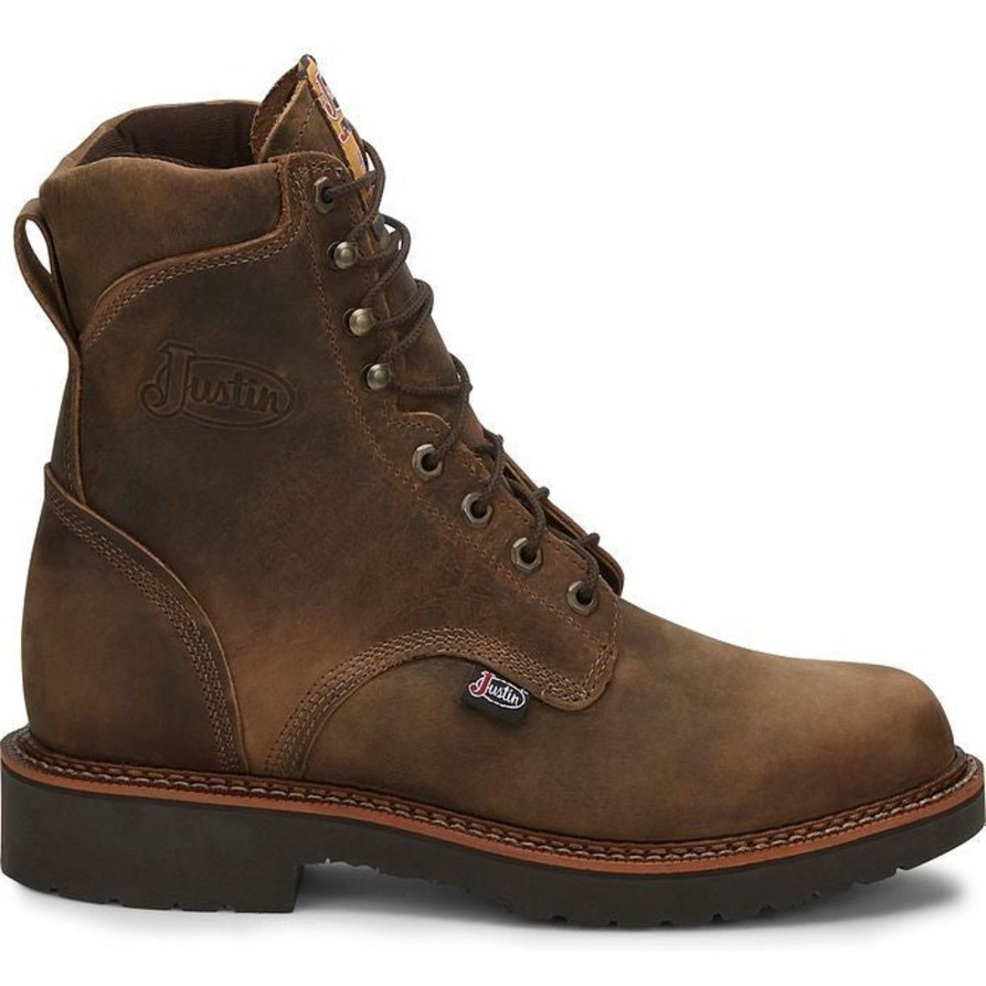 Men'S Justin | Justin Men'S Blueprint 8" Lace Up Usa Western Work Boot 440 Tan