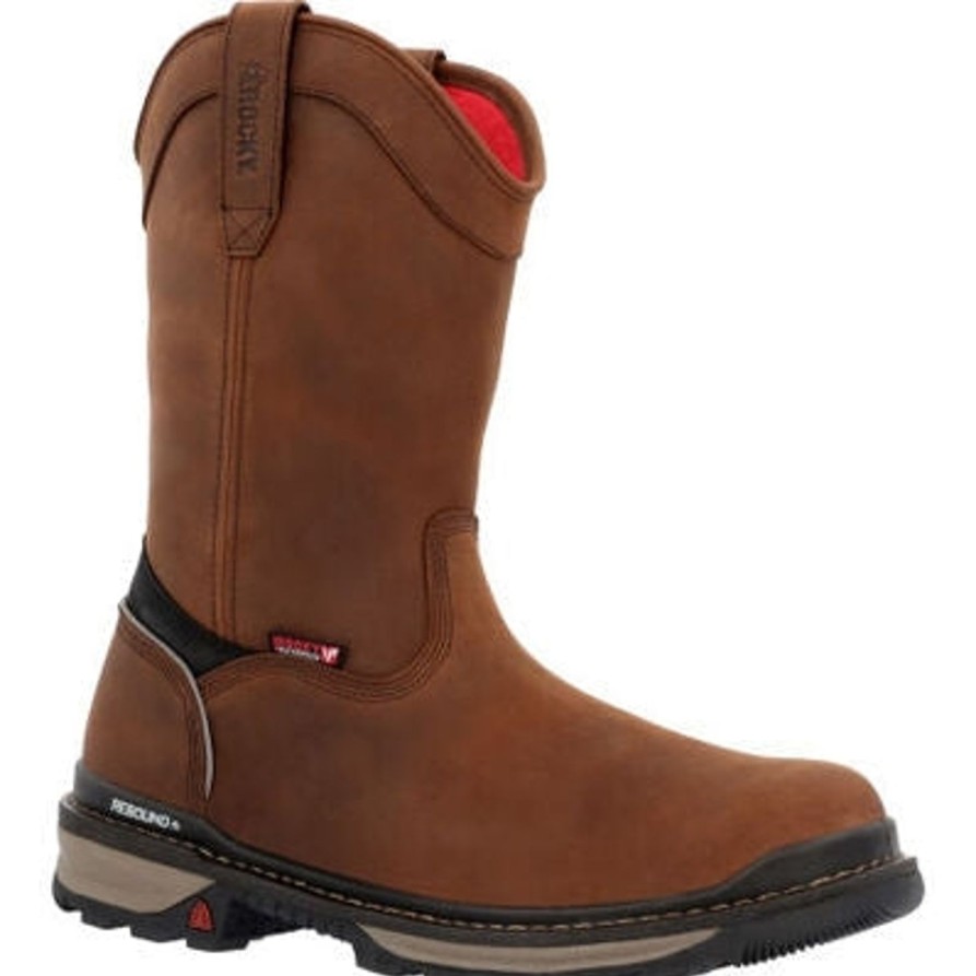 Men'S Rocky | Rocky Men'S Rams Horn 10" Wp Safety Toe Pull On Work Boot Rkk0398 Brown