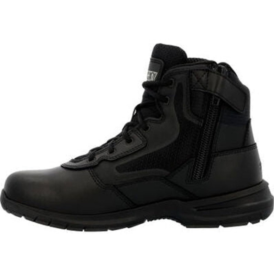 Men'S Rocky | Rocky Men'S Cadet 6" Side Zip Public Service Duty Boot Rkd0104 Black