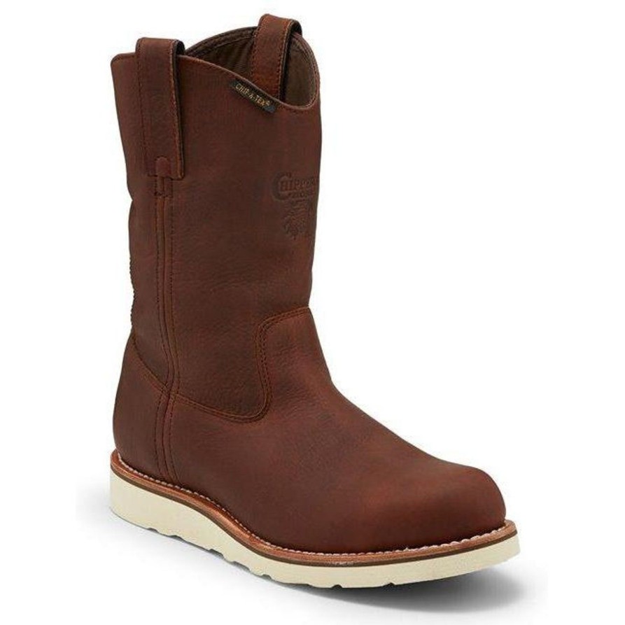 Men'S Chippewa | Chippewa Men'S Edge Walker 11" Soft Toe Wp Pull-On Wedge Work Boot - 25335 Brown