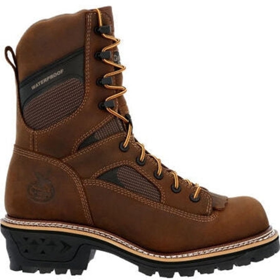 Men'S Georgia | Georgia Men'S Ltx Logger 9" Soft Toe Wp Work Boot -Horse- Gb00616 Brown