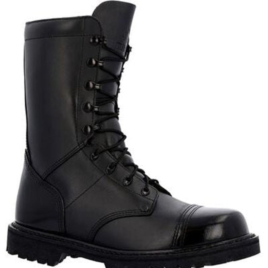 Men'S Rocky | Rocky Women'S Lace Up 10" Slip Resist Military Jump Boot Rkc157 Black