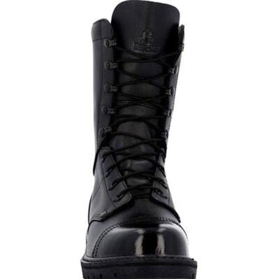 Men'S Rocky | Rocky Women'S Lace Up 10" Slip Resist Military Jump Boot Rkc157 Black