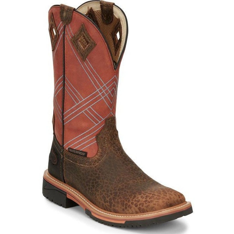 Men'S Justin | Justin Men'S Dalhart 12" Waterproof Western Work Boot Se4216 Brown