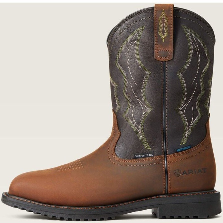 Men'S Ariat | Ariat Men'S Rigtek Wide Comp Toe Western Work Boot 10034156 Brown