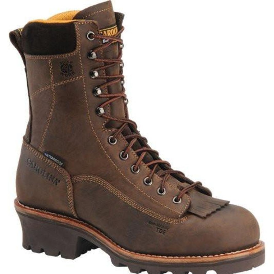 Men'S Carolina | Carolina Men'S Birch 8" Comp Toe Wp Logger Work Boot Ca7522 Brown