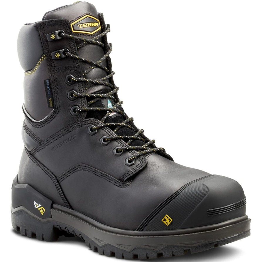 Men'S Terra | Terra Men'S Gantry Lxi 8" Nano Comp Toe Wp Work Boot 4Taxbk Black