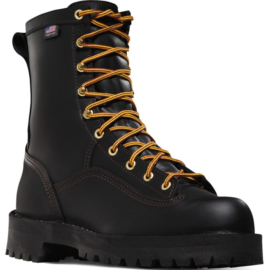 Men'S Danner | Danner Men'S Rain Forest Usa Made 8" Soft Toe Wp Work Boot 14100 Black